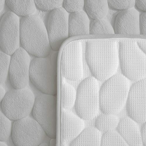 Gaveno Cavailia Super Absorbent 2 Piece Pebbles Bath Set, Memory Foam, Silver, 80 x 50