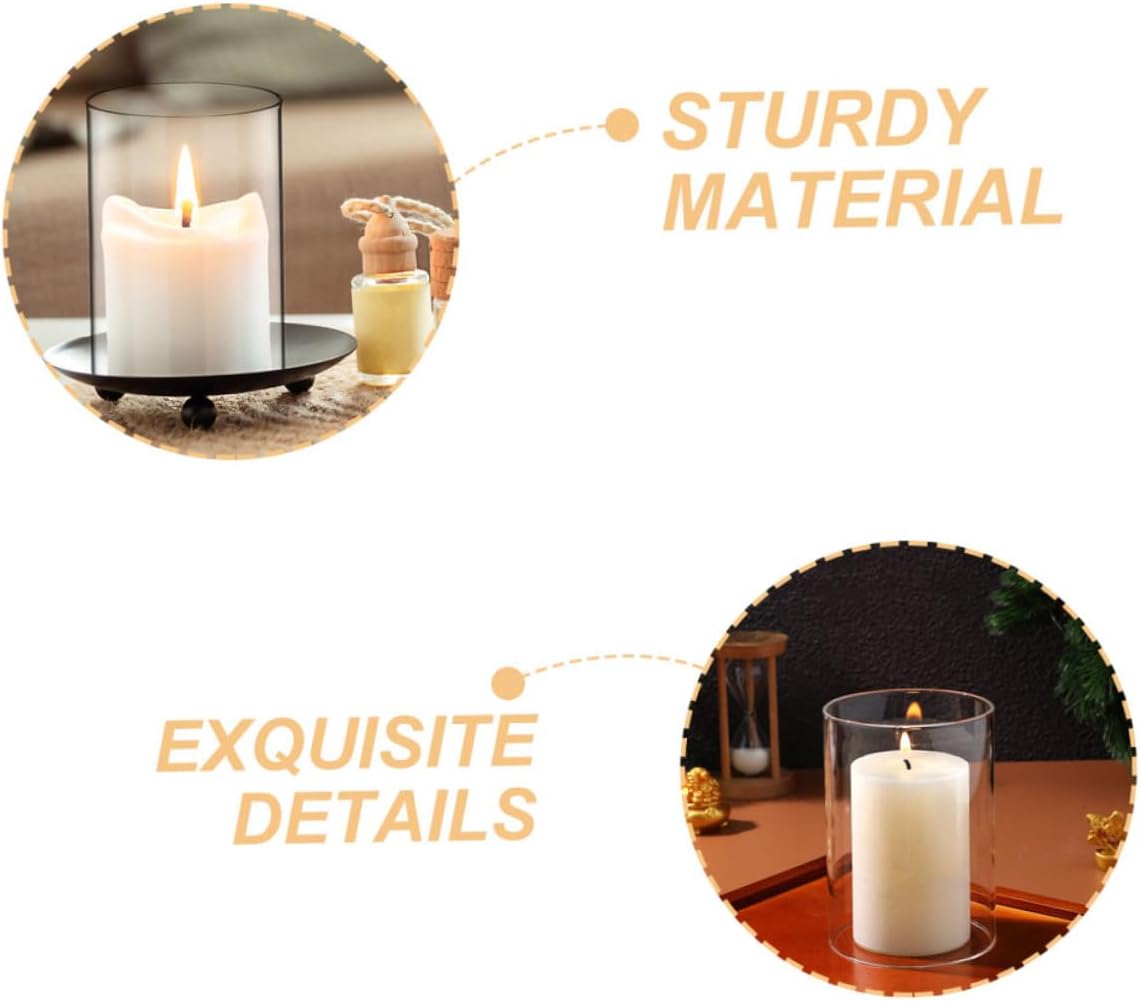 PRETYZOOM 2pcs Clear Glass Candle Holders Heat Resistant Transparent Shades for Decor Compact Cylindrical Design for Tables Weddings and Celebrations