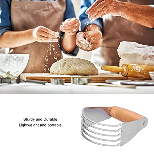 Stainless Steel Pastry Dough Blender, Portable Pastry Cutter Multi-Purpose Dough Blender With Heavy Duty Blades Pastry Cutter Dough Flour Metal Mixer Cutter For Home Baking(Wood Color) #TOP3