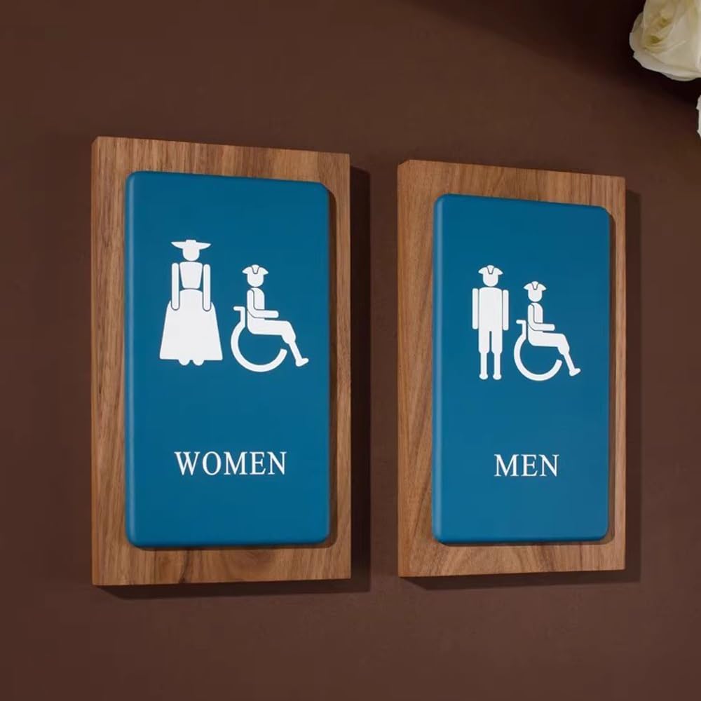 Letreros para baños, letreros para Puertas de baños, letreros para baños comerciales, letreros para baños de Hombres y Mujeres, letreros de Madera para lavabos (para Hombres).