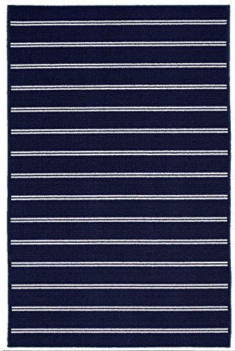 Garland Rug Avery Striped Navy Blue / White 3 Ft