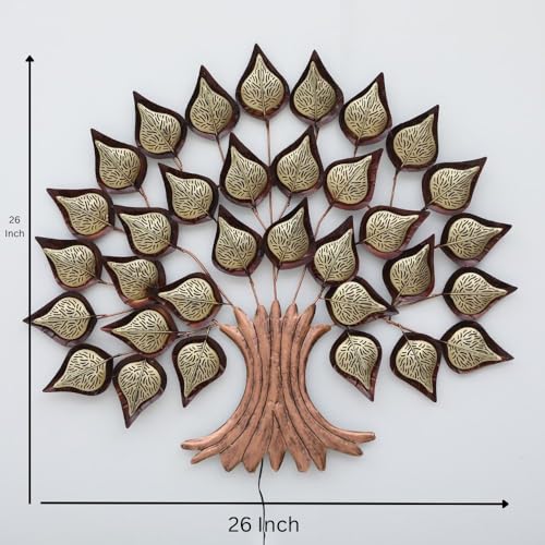 Image of Metal Tree Leaf Wall Art Home Decoration Modern & Stylish Wall Decor Piece Perfect for Living Room /Hotel /Restaurant /Bedroom /Drawing Room (Without LED)