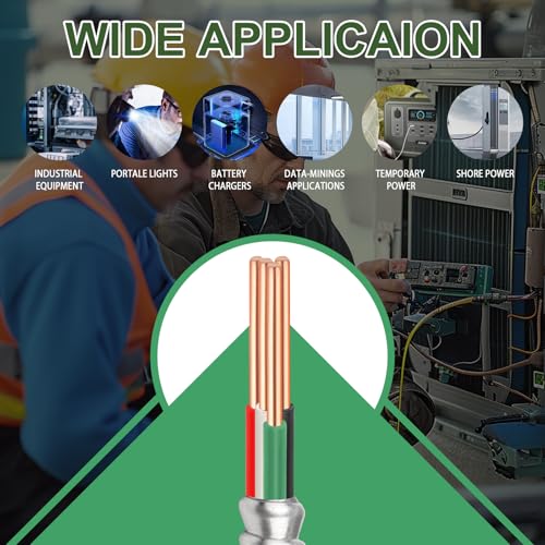 Image of 125ft 10 /3 Metal Clad (MC) Cable with Ground, 10 Gauge Electric Wire with Aluminum Armor, Solid Bare Copper Conductors for Indoor Outdoor Underground Embedded Installation (10 /3, 125 ft)