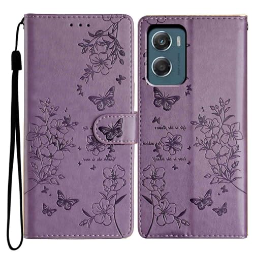 Reevermap for Motorola G06 Case MOTO G06 Power Flip Wallet Shockproof PU Leather Butterfly Magnetic Bumper Cover for Motorola MOTO G06/ G06 Power Phone Case with Kickstand Card Holder Purple