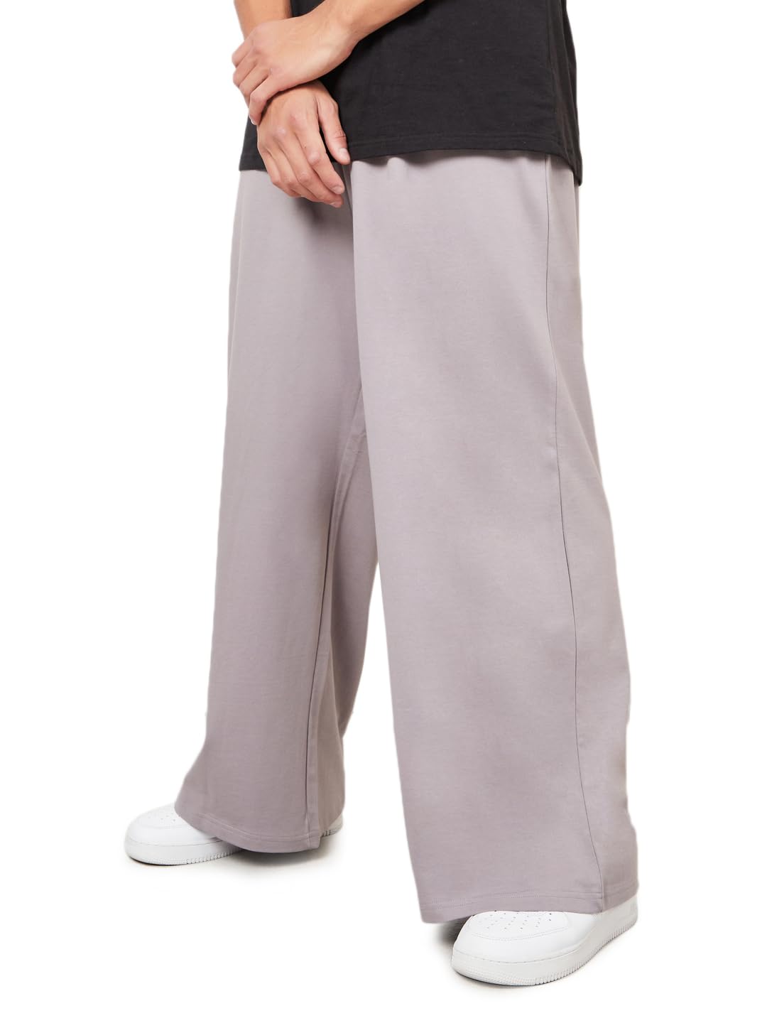 styli Men Solid Wide-Leg Cotton Pyjama - Loose-Fit Mid-Rise Parallel Trousers with Elasticated Waistband, Drawstring Closure, Casual wear Comfortable Pyjama for Men-picture-25