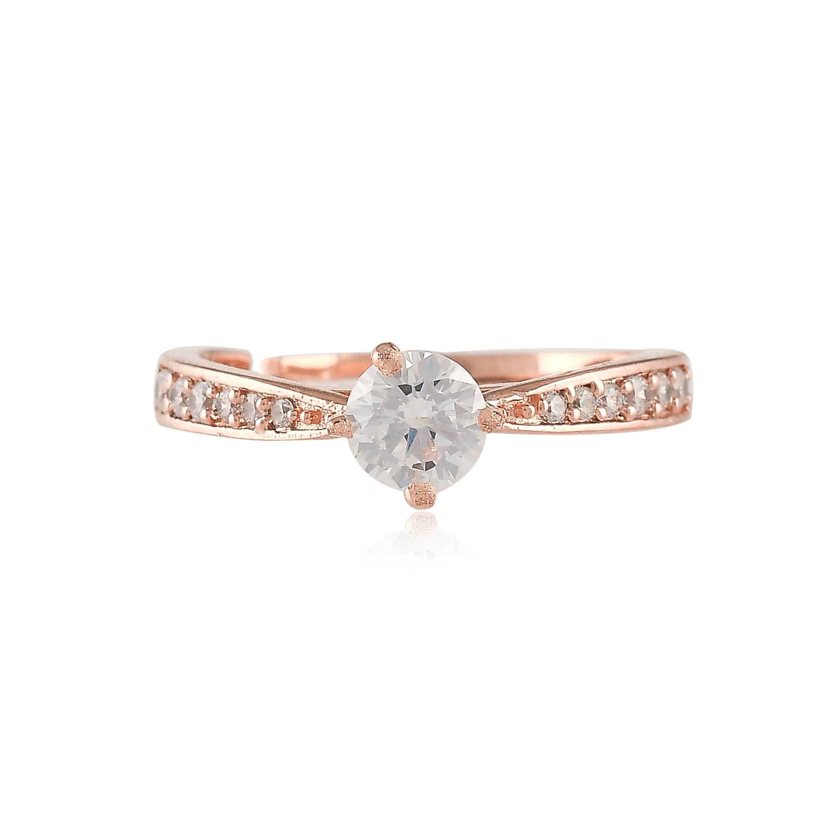 NEMICHAND JEWELS Pure 925 Silver Rose Gold Solitaire Adjustable Rings For Women (B0B6G3N6CB) Amazon Price History, Amazon Price Tracker