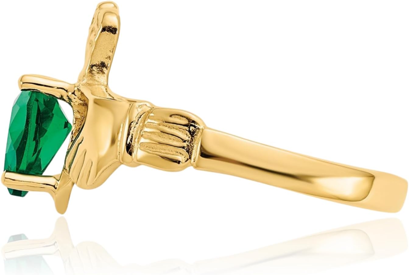 IceCarats 10K Solid Yellow Gold Celtic Claddagh Heart Statement Fashion Ring Prong Set, Polished