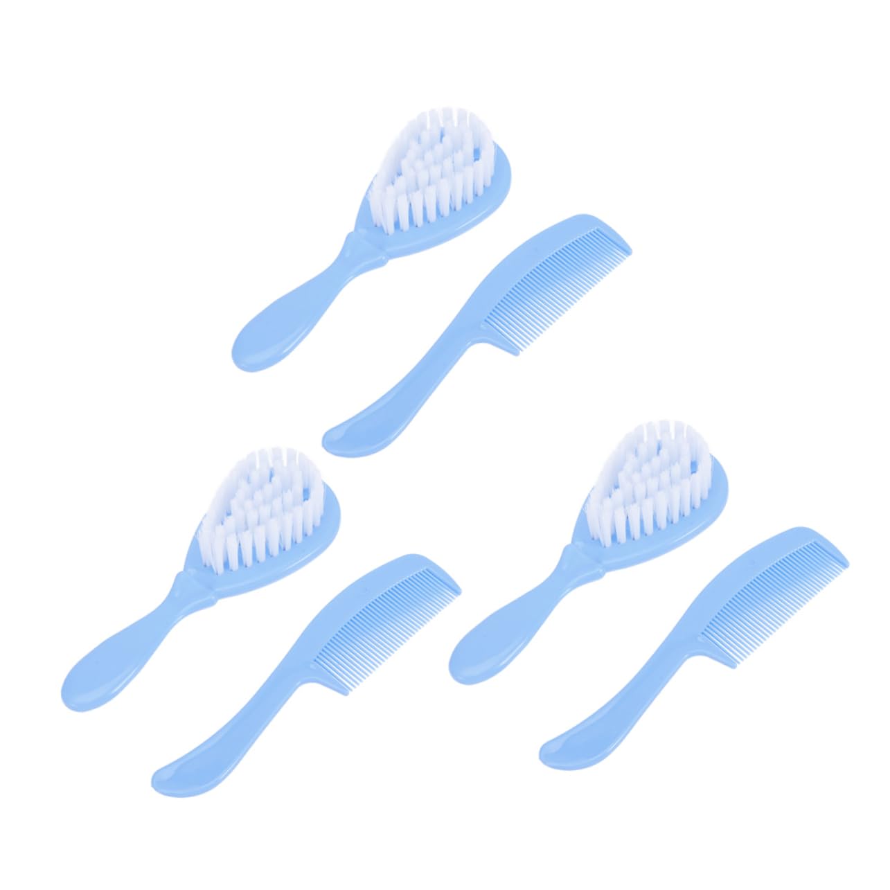 IWOWHERO Baby Brush Set Boys and Girls Shampoo Brush 3-pc Comb Kit Toddler Hair Care Dandruff Comb Blue