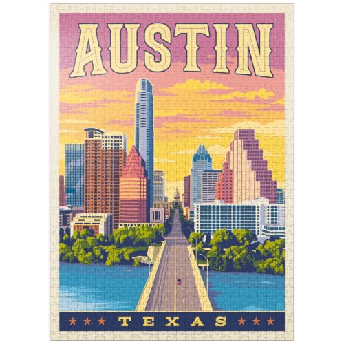 MyPuzzle Austin, Texas: Sunset - Premium 1000 Piece Jigsaw Puzzle for Adults by MyPuzzle.com - Used condition - US$36.47