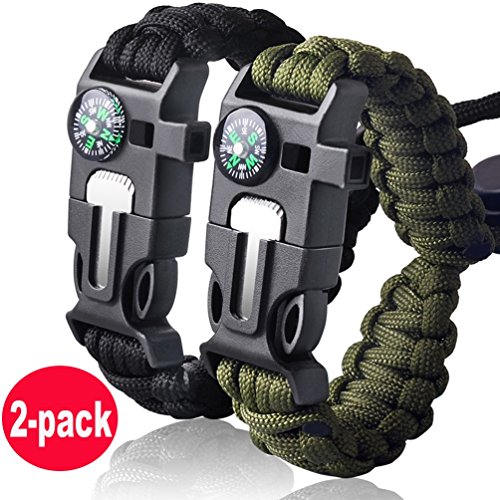 Survival Bracelet Paracord Military Bracelet Buckle Tool Adjustable Rope Accessories Kit, Fire Starter