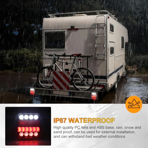 Image of Magnetic Wireless LED Trailer Tail Lights Rechargeable Waterproof | Portable LED Stop Turn Tail Lights Kit for Truck Towing, Caravans, Campers, RVs, Vans, Boats