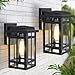 MYHXQ Outdoor Wall Light Fixtures 9.76'', Waterproof Porch Lights Lantern, Exterior Modern Matte Black Wall Mount Lighting, Anti-Rust E26 Socket Outside Scones for Front Door Garage Patio, 2 Pack