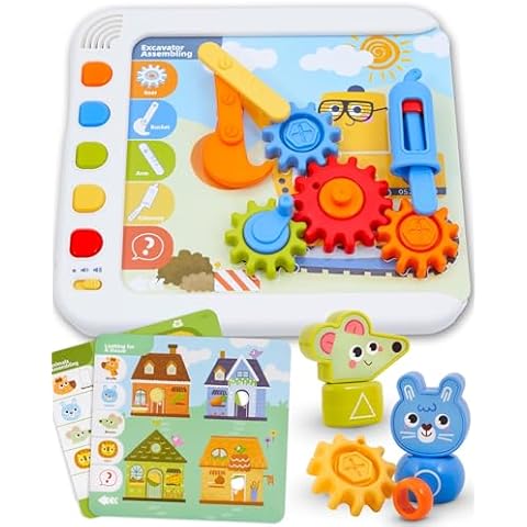 THE BAMBINO TREE Busy STEM Box for Kids Age 3-6 yrs - Interactive Electronic Activity Board with Talking Flash Cards, Gears, Animals and Building Blocks - Educational Toys for 3+ Year Old Cover