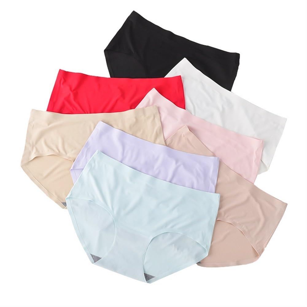 Conjunto de 8 bragas para mujer, ropa interior sin costuras, talla grande, ropa interior cómoda, lencería de satén de seda, ropa interior saludable (03, 8 unidades, XL)