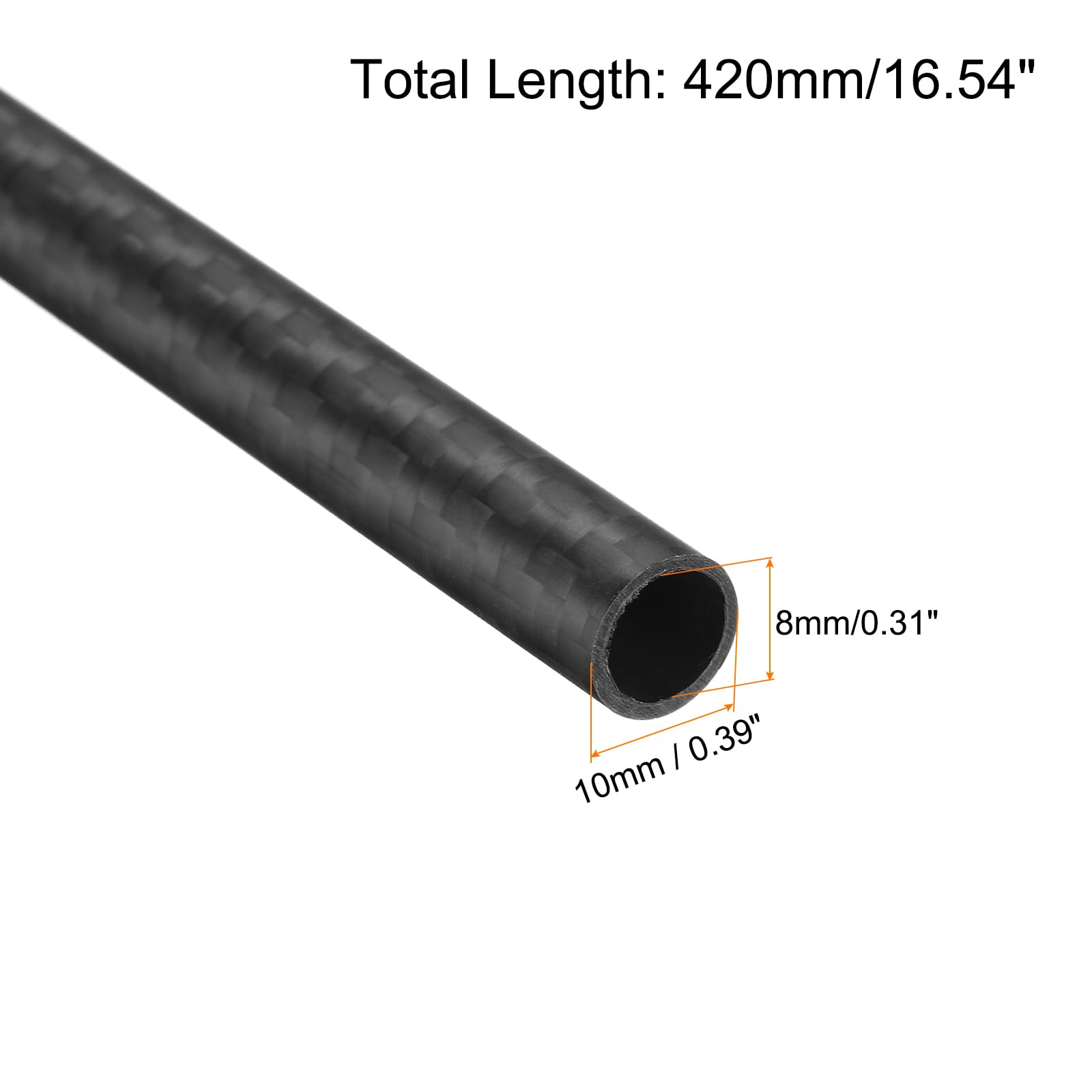 QUARKZMAN 4Pcs Tubes en Fibre de Carbone 8 x 10 x 420mm Surface Mate Tige en Carbone Enroulée en 3K pour avion RC Quadcopter Multicopter