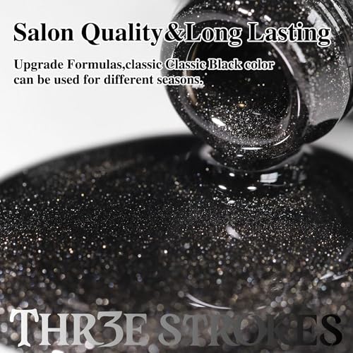 Image of THR3E STROKES 9D Glitter Cat Eye Gel Magnetic Nail Polish Art Manicure DIY at Home Soak Off UV Gel 7.5ML (CE1, 7.5ML)