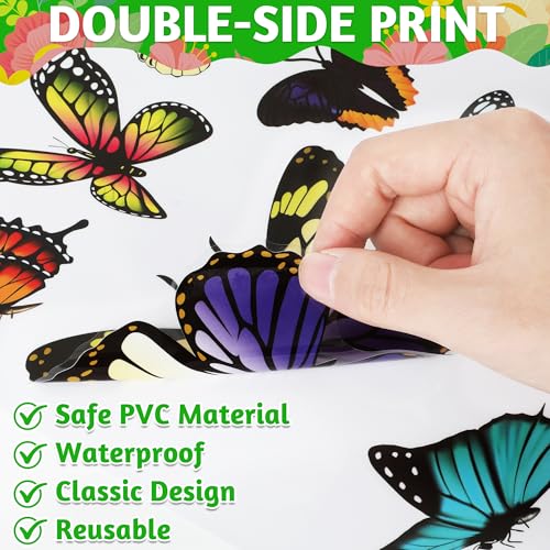Image of 79PCS Colorful Butterfly Window Clings, Butterfly Decorations, Double Sided Window Decals to Prevent Bird Strikes, Multi Patterns Colors Butters Stickers for Home Decor Glass Door