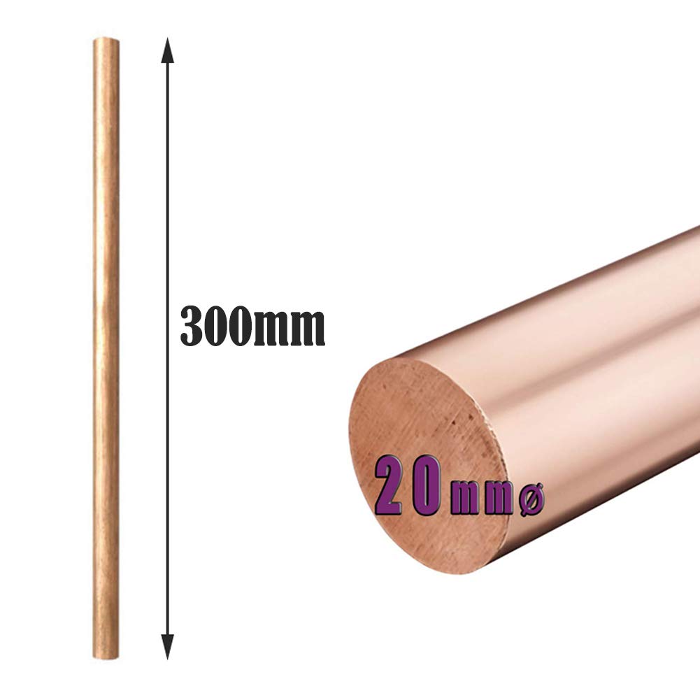 20 mm de diamètre. Barre ronde en cuivre fraisant le travail des métaux de soudure, longueur de 300mm