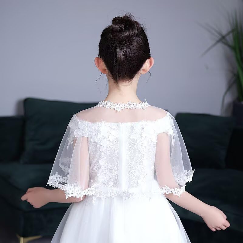 Girls Lace Flower Girl Bolero Shrugs Shawl Wrap Kids Spring Summer Party Dress Cover Up3