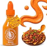 Salsa Sriracha Sweet & Chili, Mezcla entre el dulce y el picante, Condimento con toque Picante, Flying Goose, Con Gluten, Mezcla Sriracha y Mayonesa, Ideal para dipear, salsas y sopas, 200 ml