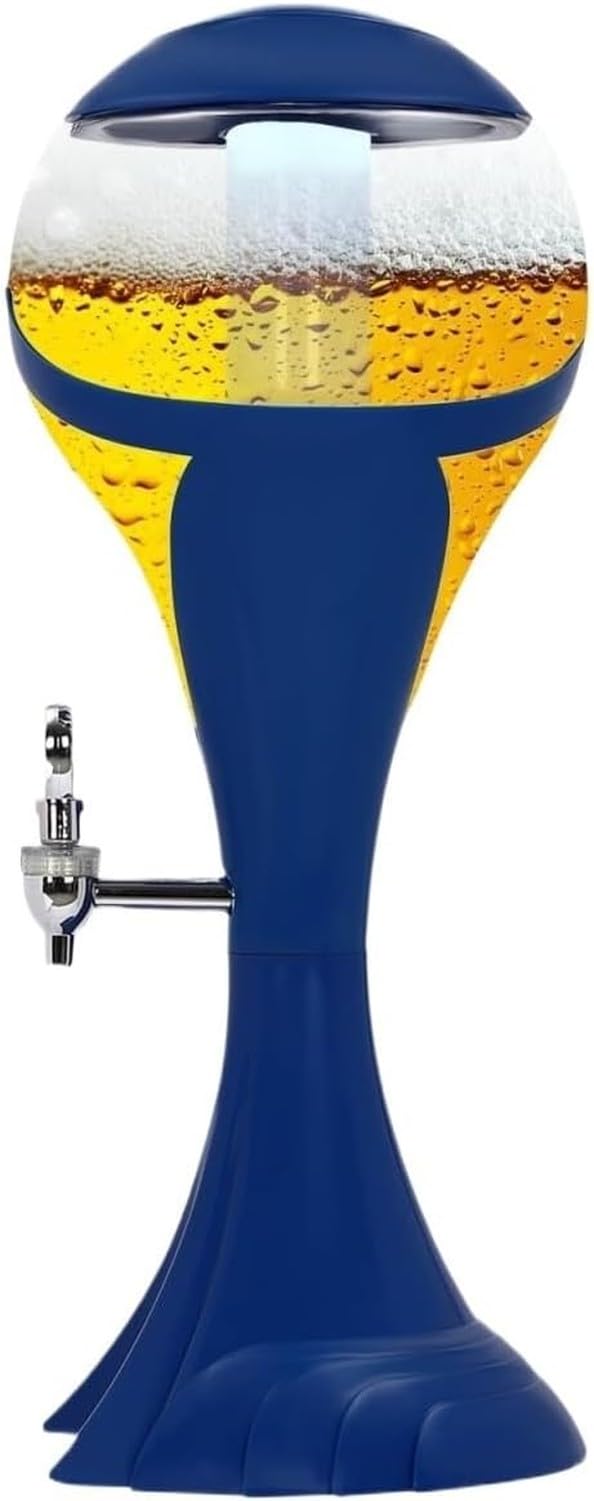 XIUNYIE 3L Beverage Dispenser with Ice Tube, Juice Server for Parties, Water and Beer Dispenser Container, Blue, 7.67x20.08inch