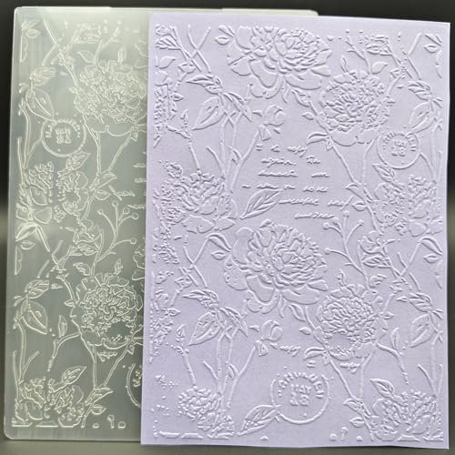 Plastic Embossing Folder 5x7 Inch Flowers & Stamps Paper Crafts Plastic Textured Impressions for Card Making Scrapbooking