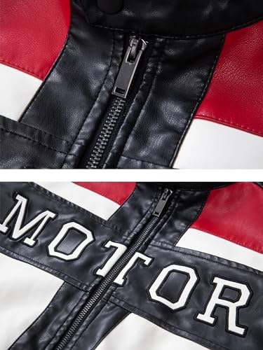 Fanarcher Men'S Leather Jackets Stand Collar Pu Faux Motorcycle Zipper Coat Biker Windbreaker thumb #4
