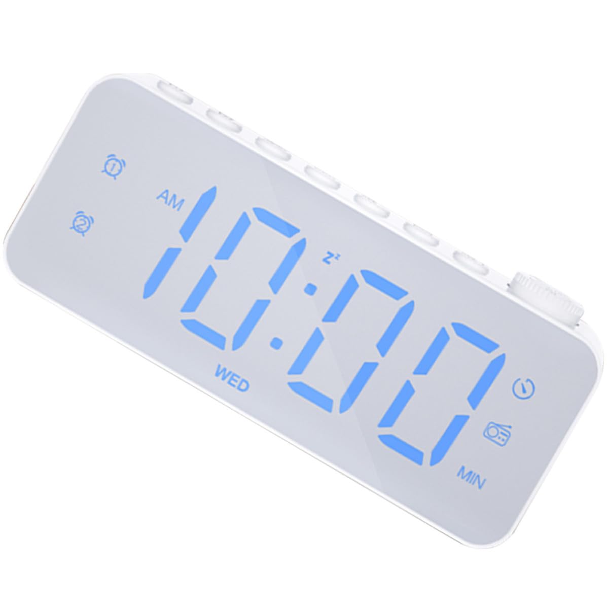 Reloj Despertador Digital Grande LED Blanco de Plástico para Dormitorio