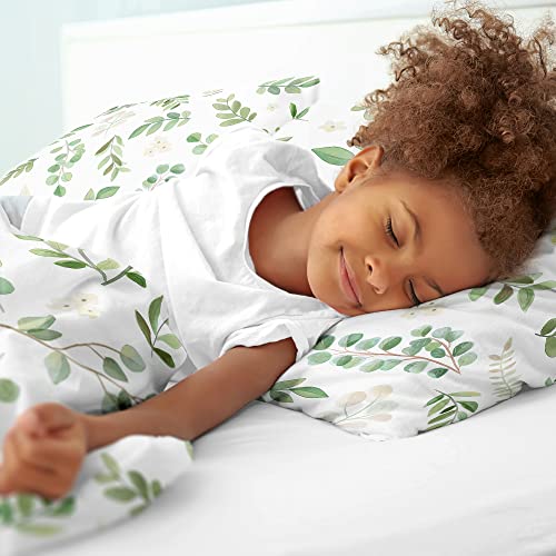 Image of Sweet Jojo Designs 2-Piece Twin Comforter Set (Green Floral Leaf) for Girls /Boys, Teen, Kids Bedding, Bed in a Bag incl. Blanket & Pillow Sham (Boho, Watercolor Botanical, Woodland, Tropical, Garden)
