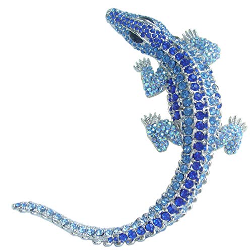 Image of 4.13 inch Alligator Crocodile Brooch Pin Pendant Austrian Crystal BZ5009