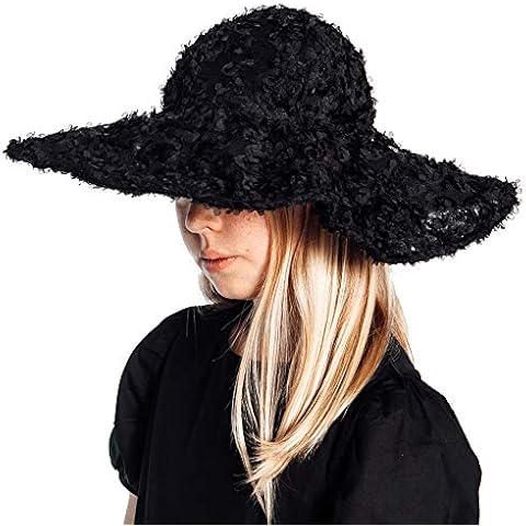 The Tiny Universe Adjustable Floppy Sun Hat for Baby Girls Kids Toddlers - Wide Brim, Adjustable Size - (Flower/Black) Cover