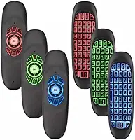Mini teclado sem fio Air Mouse remoto, 2,4 GHz, retroiluminação RGB, para Android TV Box, Smart TV, PC