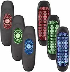 Mini teclado sem fio Air Mouse remoto, 2,4 GHz, retroiluminação RGB, para Android TV Box, Smart TV, PC