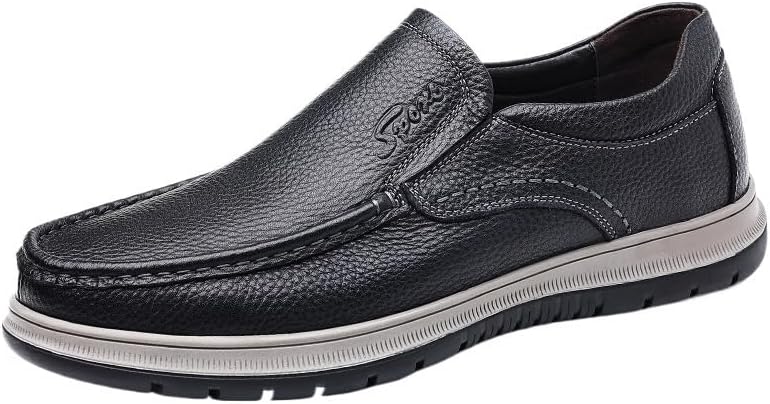 Men's Slip On Dress Loafers Shoes Versatile Round Toe Business Shoes Low-top Slip Resistant Rubber Flat Heel Oxford Shoes for Men