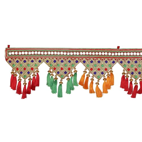 Decorative Toran Door Hanging Artificial Beads with Colourful Tassels Wall Hanging Main Entrance Home Temple Living Room Indian Traditional Festival New year Decorations (Size:-35\X6\)(Multicolour)