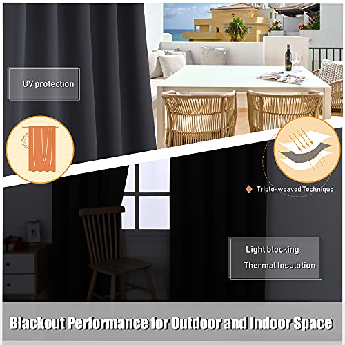 BONZER Waterproof Outdoor Curtains for Patio Cabana Deck Sunroom - Thermal Insulated Sunlight Blocking Grommet Blackout Curtains for Bedroom Living Room,1 Panel, 100W x 108L inch, Dark Grey by BONZER - Image 5