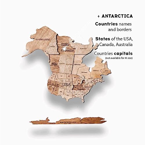 Image of Enjoy The Wood 3D Wooden World Map Wall Art (Light, 2XL) | Large Travel Map with Pins for Art Decor, Decorative Map of the World for Home, Office Travel Wall Art Housewarming Gift Idea