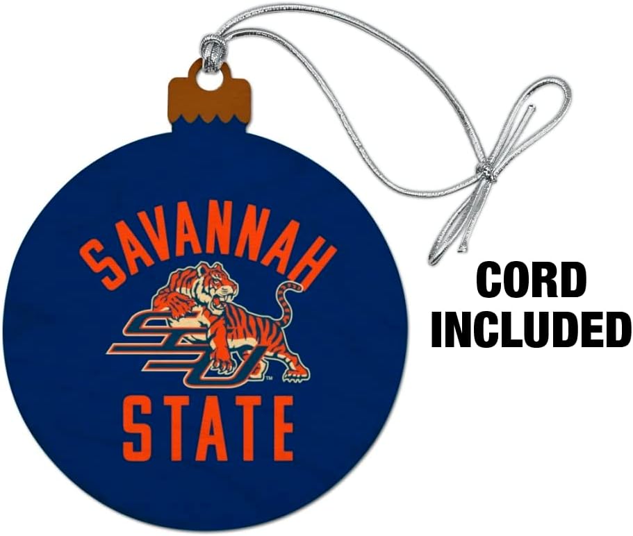 GRAPHICS & MORE Savannah State University Tigers Logo Wood Christmas Tree Holiday Ornament - Image 2