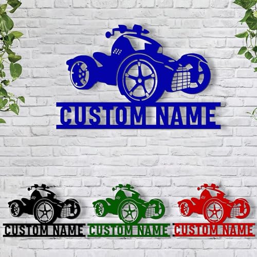 Image of Custom Ryker Metal Wall Art LED Lights Personalized Dirt Bike Name Sign Home Three Wheel Motorcycle Decor Biker Decoration Man Cave