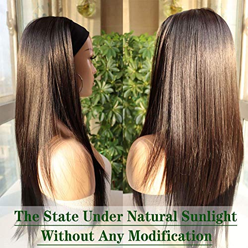 G&T Headband Wig For Women Black Straight Synthetic Headband Wig Glueless Heat Resistant Natutal Looking For Daily Party Use 24 Inch #TOP7