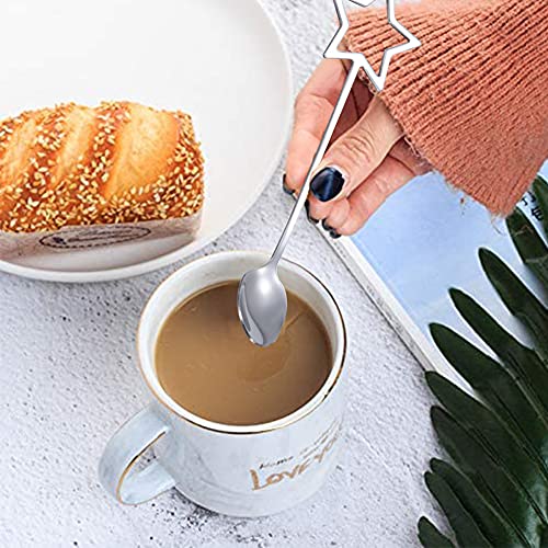 Cucharas de Acero Inoxidable, NALCY Cucharas de Estrella, Cucharillas Postre Cuchara de Café 14,5 cm de Acero Inoxidable para Sopa, Helado, Torta de Arroz (6 piezas) - Imagen 6
