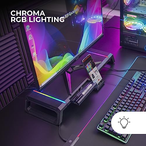 Mars Gaming Gaming MGS ONE Zwart Chroma RGB Monitor Stand Verstelbare Grootte Smartphone en Tablet Stand Front USB 2.0 - Afbeelding 3