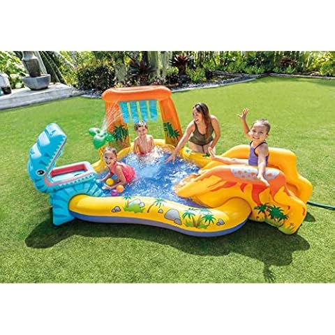 Gald Dinosaur Kids Pool with Slide Cover