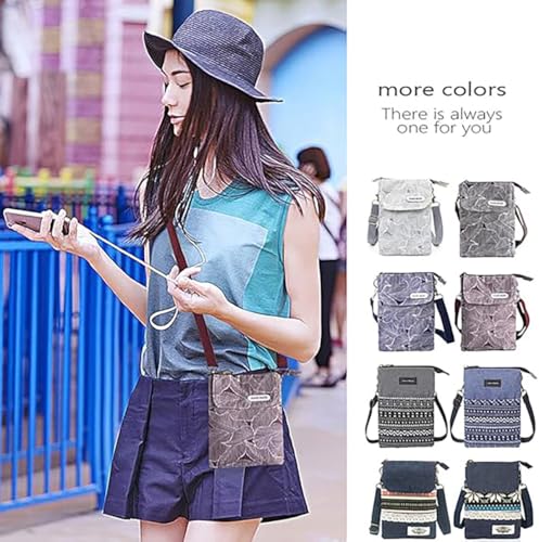 Women's Small Canvas Crossbody Bag - Cell Phone Wallet with Shoulder Strap2