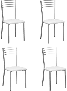 SHIITO | Pack de 4 Sillas de Cocina con Asiento de Polipiel Blanca | Estilo Elegante y Moderno | Ideal para Cocinas y Comedores | Modelo Sintra
