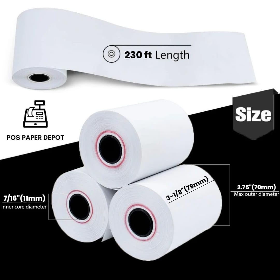 UMT Plastar 3 1/8 X 220' Thermal Paper Receipt Rolls, BPA-Free, 50 Pack - Universal Fit For POS, Credit Card Terminals - View #10