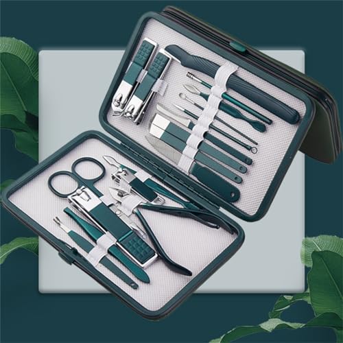 Coupe-ongles vert et couteau de pédicure avec boîte outils à ongles