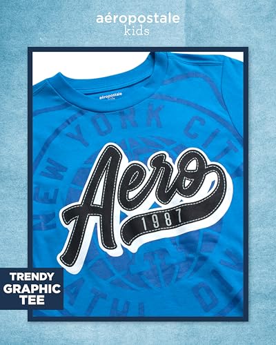 AEROPOSTALE Boys Sweatsuit Set - 3 Piece Athletic Soft Fleece Hoodie Graphic T Shirt and Jogger Sweatpants (Sizes 4-12)4