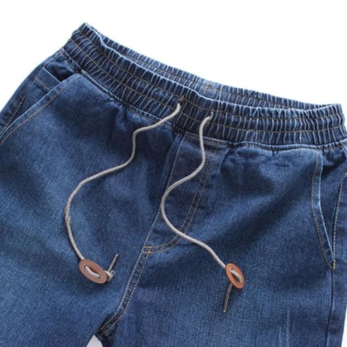 Jogger Pants for Men Lightweight Denim Elastic Waist Drawstring Casual Jeans Stretch Work Pants3