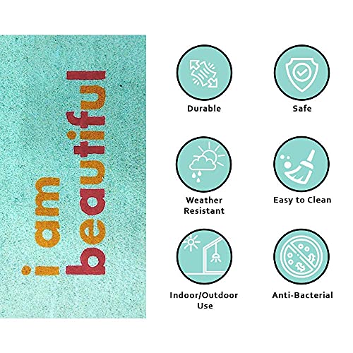 Image of Onlymat I am Beautiful Printed Anti-Slip Doormat (Multicolor) Rectangular Shaped Entryway Rug Natural Coir Material with PVC Backing for Outdoor Entrance Home Mats Floor (75cm x 45cm)